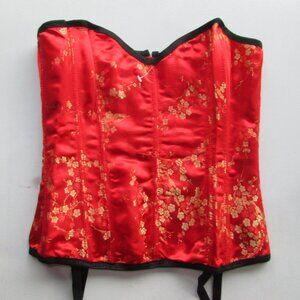 Red Asian Themed Corset Set - NEW - Large